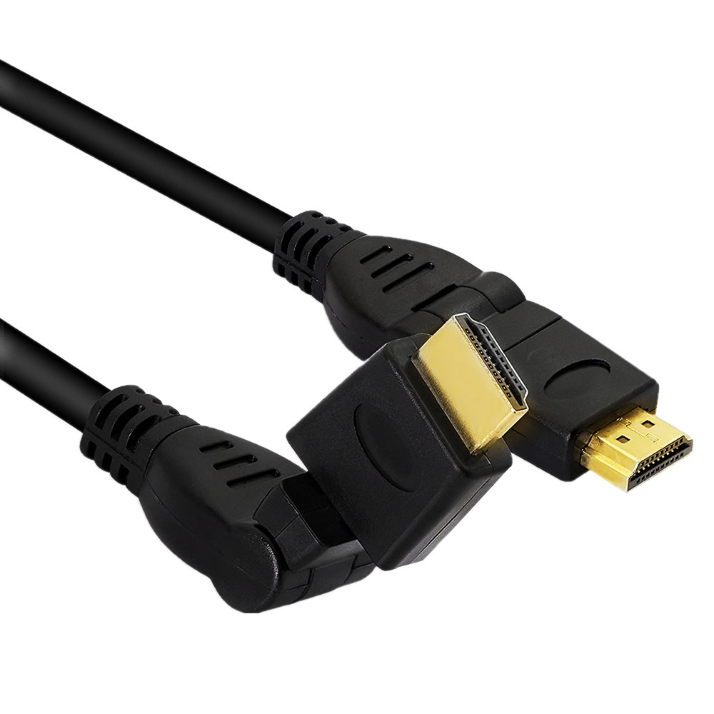 Cable adaptador giratorio HDMI 2,0, Cable macho de versión 2,0, giratorio de 360 grados, ajustable, línea angular derecha e izquierda