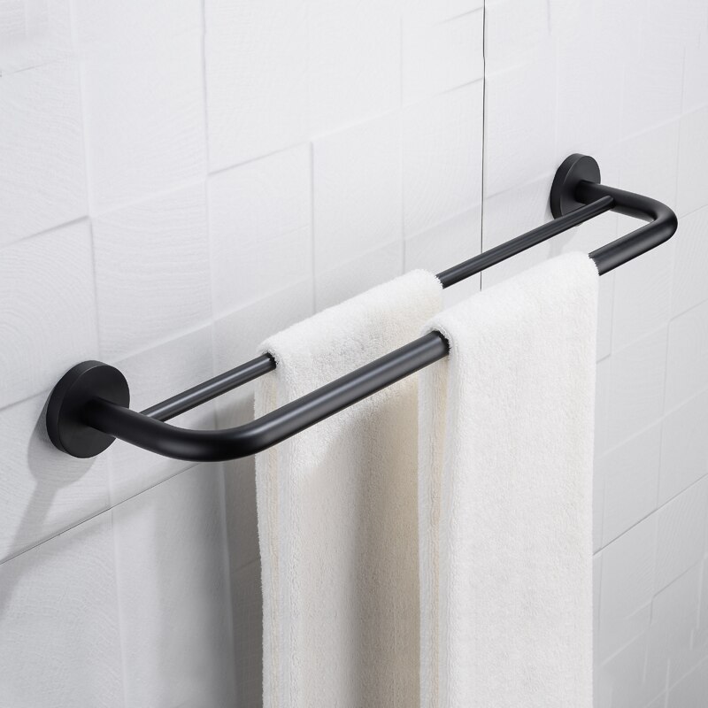 Mat sort håndklædeholder badeværelse kroge hardware sæt håndklæde bar sæbe opvask håndklæde ring toilet børste papir holder badeværelse tilbehør