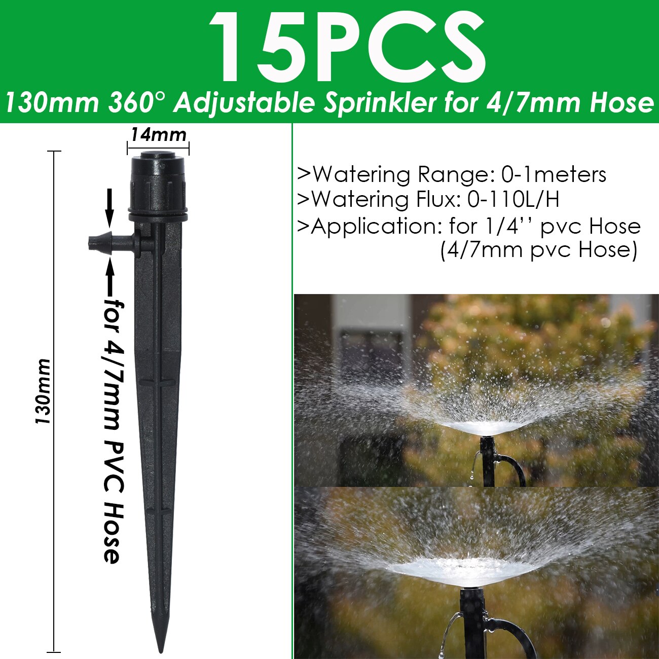 Sprycle 4/7Mm Tuin Verstelbare Irrigatie Staak Sprinkler Emitter Dripper Micro Spuiten Roterende Nozzle Watering Pijl Kas: Chocolade