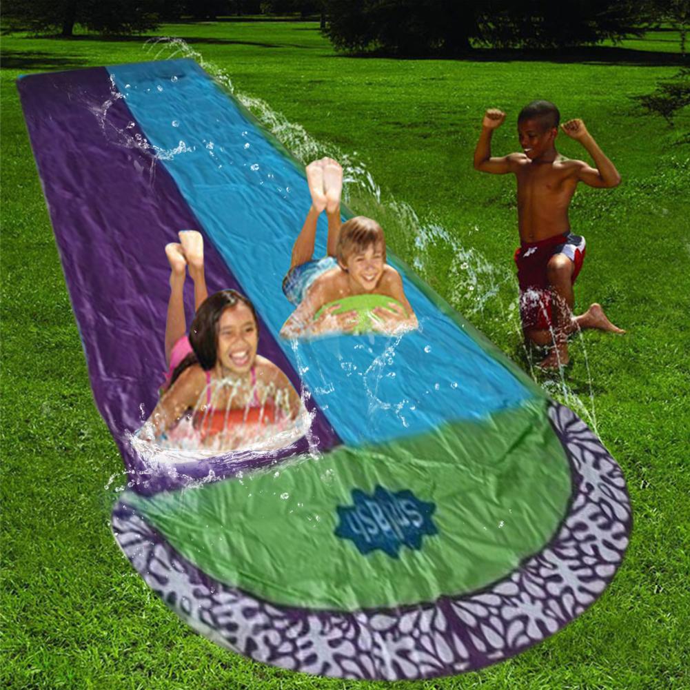 4.8 x 1.4m surf 'n dobbelt vandrutschebane græsplæne vandrutschebaner til børn sommer pool spil legetøj baghave udendørs bølge rytter