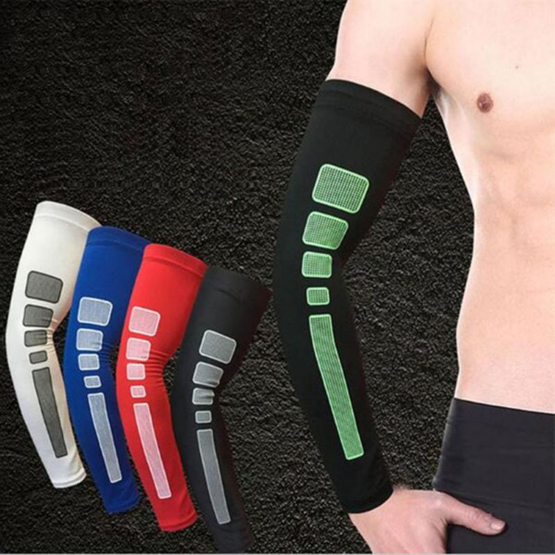 1Piece Sports Antiskid Silicone Men Women Anti UV Running Arm Sleeves Riding Cycling Arm Warmers Basketball Sport Elbow PadsS