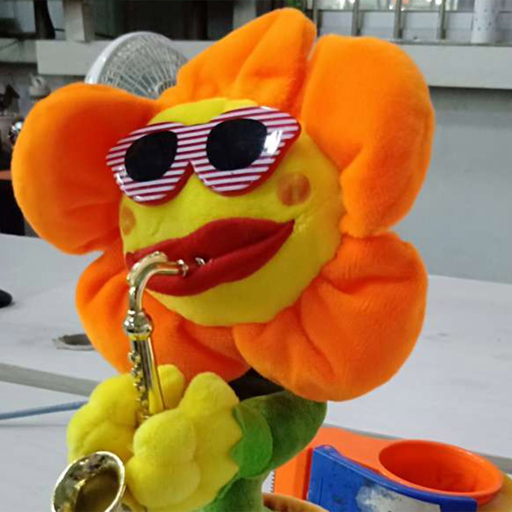 Singendes, tanzendes saxophon-sonnenblumen-spielzeug mit usb-ladefunktion