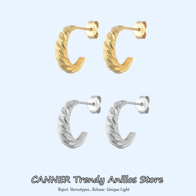 Canner exquisite 925 sterling silber ohrstecker für damen aaa c-förmige glänzende ohrringe schmuck für hochzeit geburtstag party