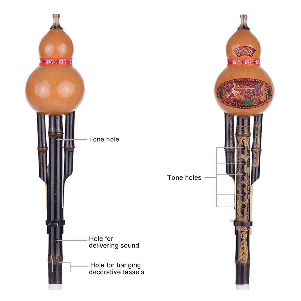 Kinesisk håndlaget hulusi gourd cucurbit fløyte etnisk musikkinstrument c key bb tone for nybegynnere musikkelskere