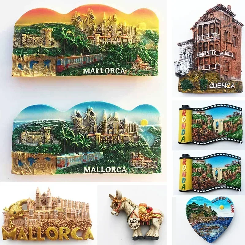 Imanes de nevera Mallorca de España, Castillo de Majorca Palma, Cuenca Ronda, decoración conmemorativa del turismo, manualidades, pegatina magnética para refrigerador,