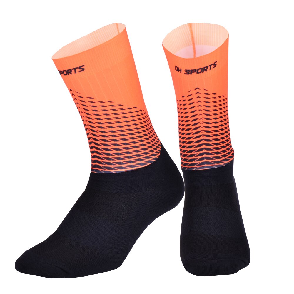 Upgraded Anti Slip Cycling Socks Men Women Mountain Bike Road Bicycle Socks Compression Outdoor Running Sport Sock: Orange / L ( EU 40-46 )