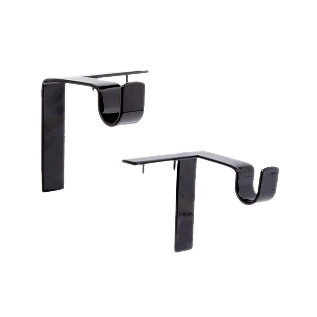 2pc Single Hanging Curtain Rod + Center Support Frame Curtain Rod Bracket Curtain Rod Bracket Curtain Rod Bracket Black