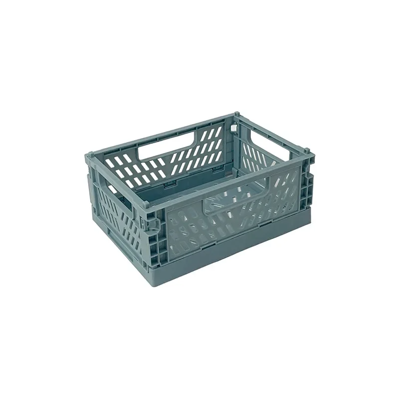 Plastic Foldable Storage Crate Folding Box Basket Stackable Cute Makeup Jewellery Toys Boxes for Storage Box Organizer Portable: L / Red