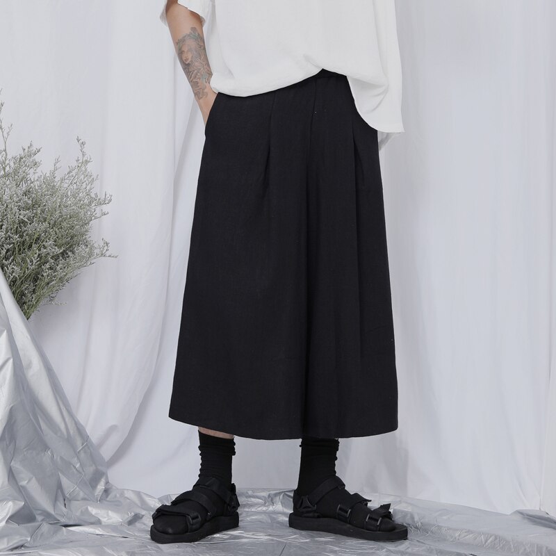 Japanske cropped bukser herre efterår bukser med brede ben yamamoto vind mørk niche løse afslappede bukser herre cropped bukser