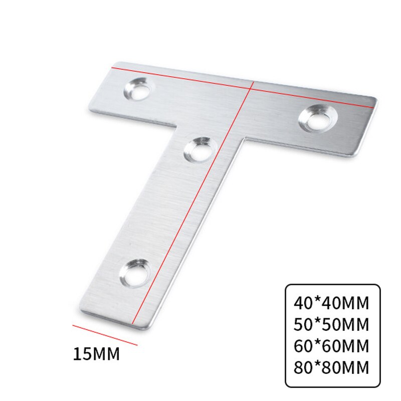 Accolade d'angle en acier inoxydable T Type meubles accolades d'angle de connexion plaque de support d'étagère 10 pièces