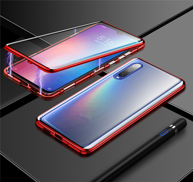 Magnetic case on the For samsung Galaxy A50 a70 a30 a20 a 30 50 70 Double sided Glass a305F a205F a505F a705F Metal coque: a30 / red