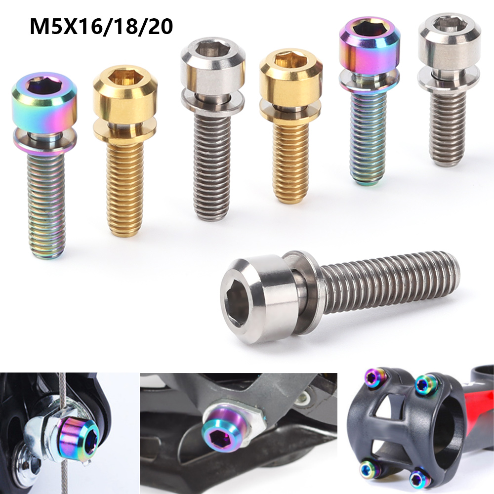 Tc4 m5 16mm/18mm/20mm titan stamme festebolter for sykkel mtb sykkel stamme skruer faste bolter sykkel sykkel deler 3 farger