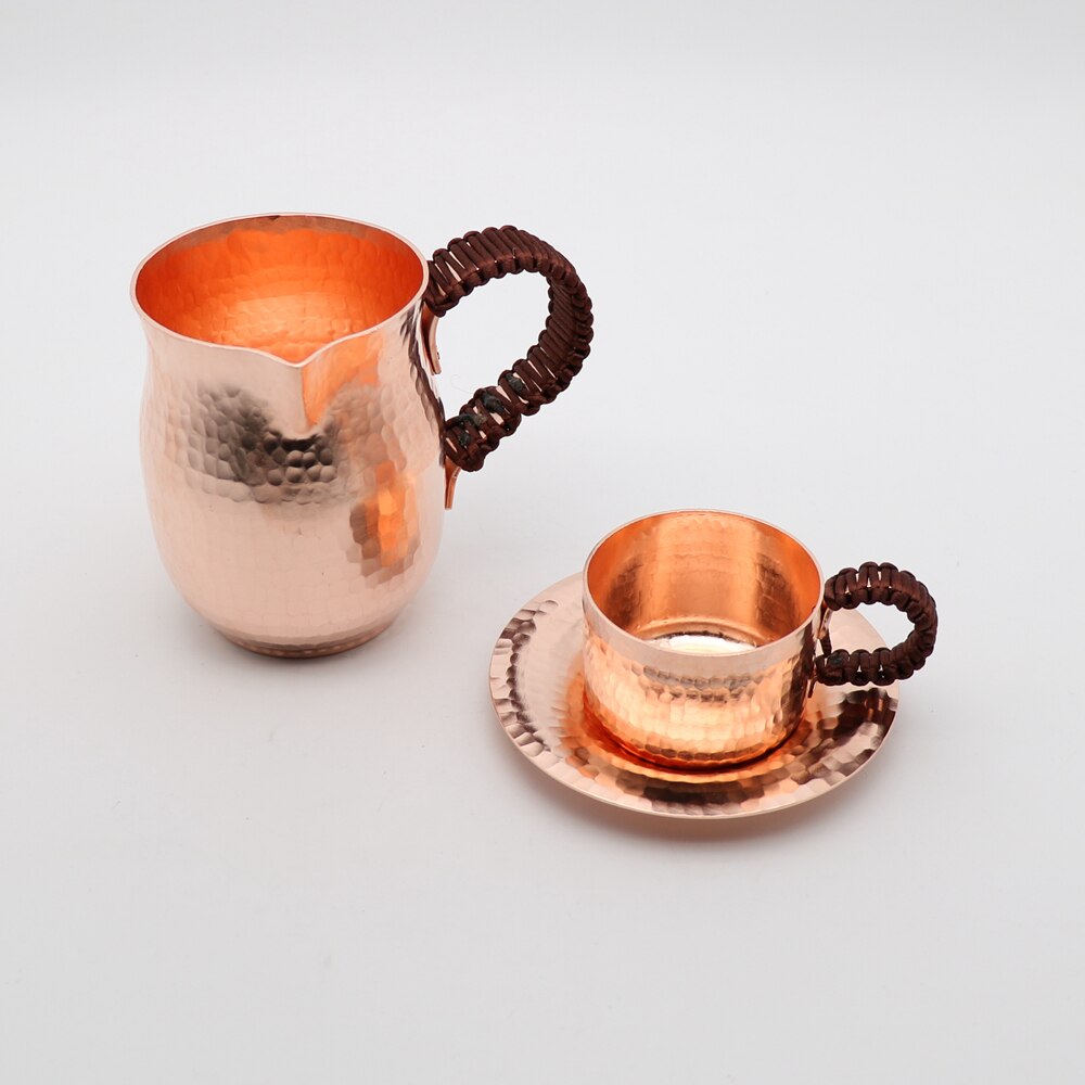 Pure Copper Handmade Coffee Tea Cup Turkish Greek Arabic Coffee Pot For Barista