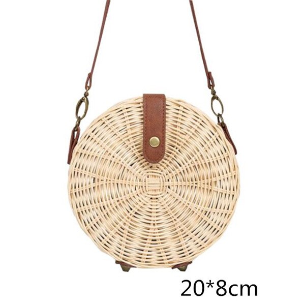 Gusure Vintage Handmade Crossbody Women Bag Round Beach Circle Rattan Bag Small Shoulder Bags Bohemian Handbags Travel Styles: style-25