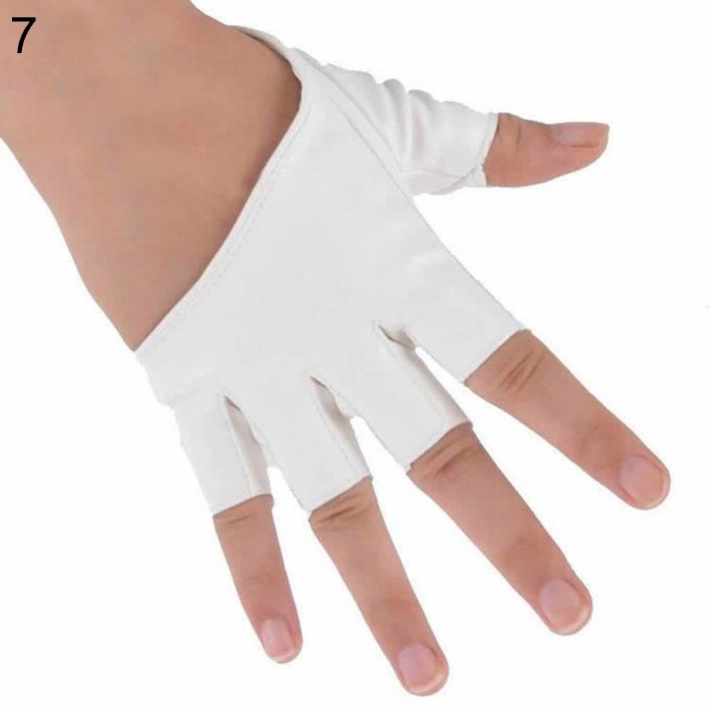 Gloves Women Ladies Half Finger Faux Leather Short-Figures Gloves Half Palm: White