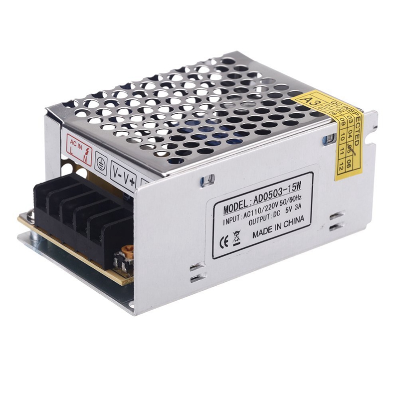 AC 100V ~ 240V to DC 5V 3A 15W power transformer switch power supply for LED strip