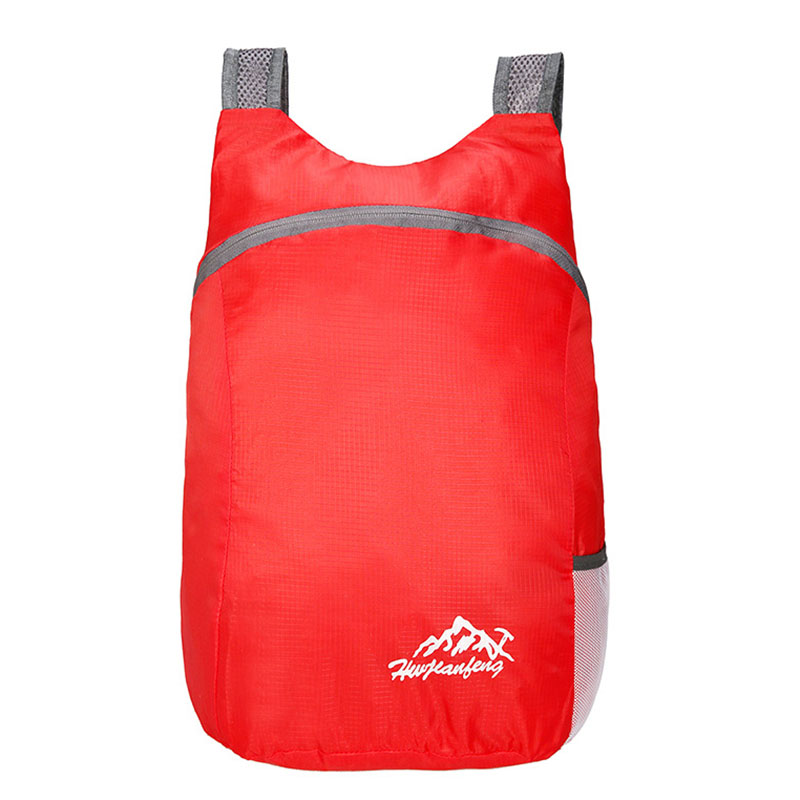 20l slitesterk nylon sammenleggbar ryggsekk unisex lett utendørs reise tursekk bærbar camping dagsekk: Rød farge