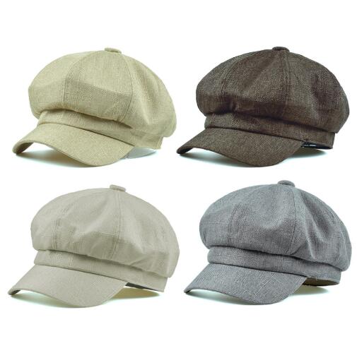 Krantenjongen Dunne Cap Katoen Linnen Baret Hoeden Voor Vrouwen Zomer Vintage Effen Beige Achthoekige Cap Dames Baker Jongen Kunstenaar Cap