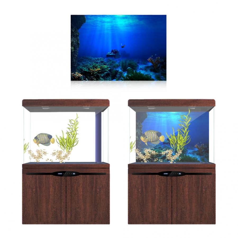 Effect Adhesive Underwater Seaworld Poster For Aquarium Background Fish Tank Sticker Fish Decoration Artificial Decorations