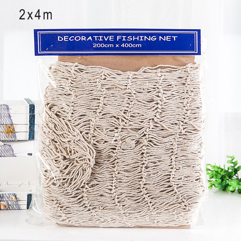 Estate Marine Decor Rete Da Pesca Arazzo Mare In Stile Mediterraneo Decorazione Della Parete di Casa Netto Del Pendente Delle Stelle Marine di Lisca di Pesce Decorazione: 2x4m white A