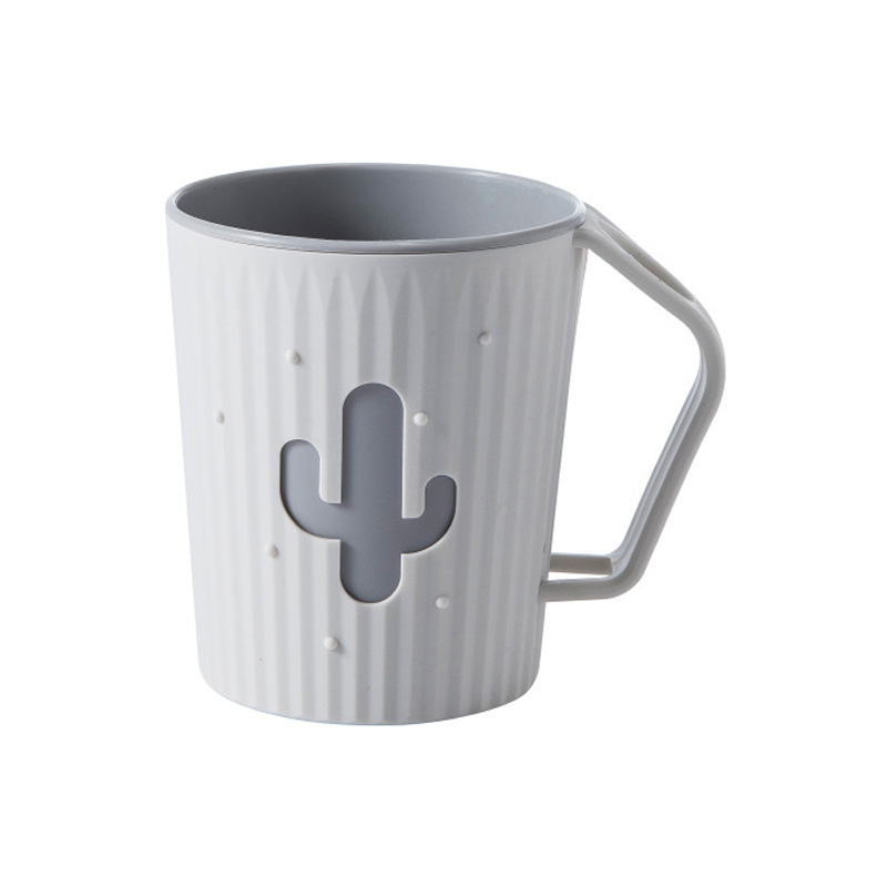 Bathroom Tumblers Cactus Mouthwash Cup Plastic Tooth Mug for Household Water Mug Home Travel Simple Toothbrush Holder: WHITE