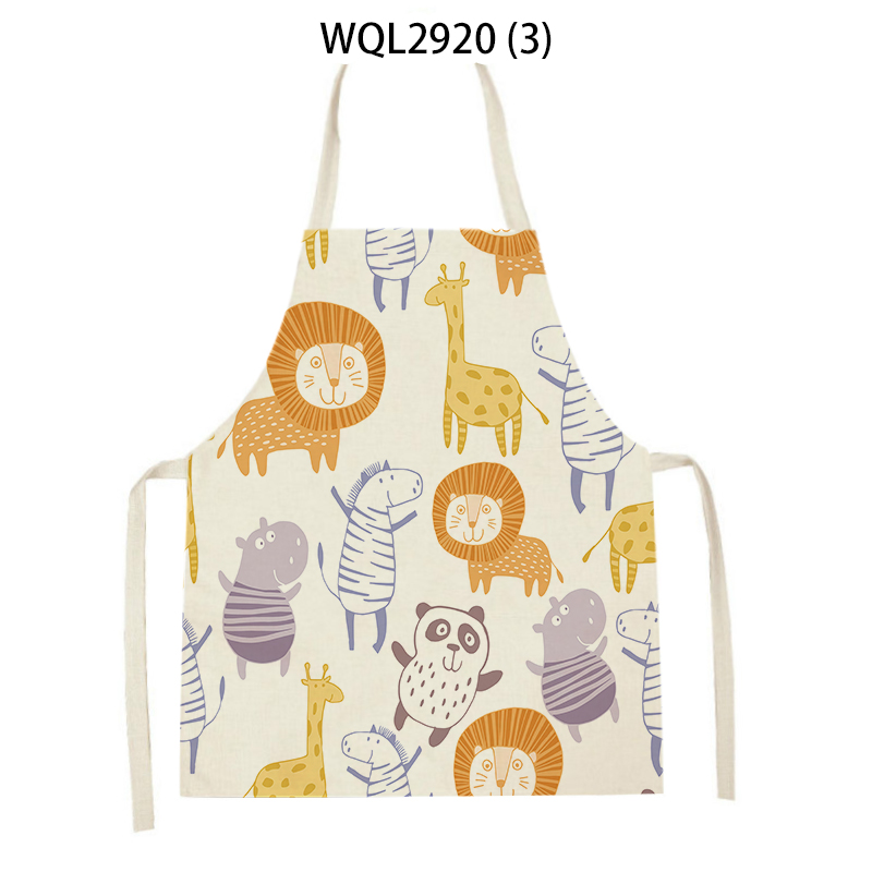 mandilon escolar infantil delantal barbero limpieza hogar Blusa con estampado de dibujos de animales para niños, delantal de cocina a prueba de aceite, antiincrustante, para el hogar,: WQL2920-3 / 68x55cm adultsize