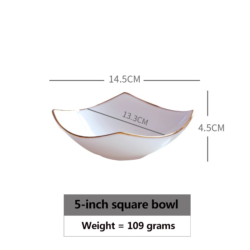 Luxury Modern Plate Sets Ceramic Bowl Dinnerware Bone China Dinner Set Plates and Dishes Vaisselle Porcelaine Kitchen Tableware: 5 inch