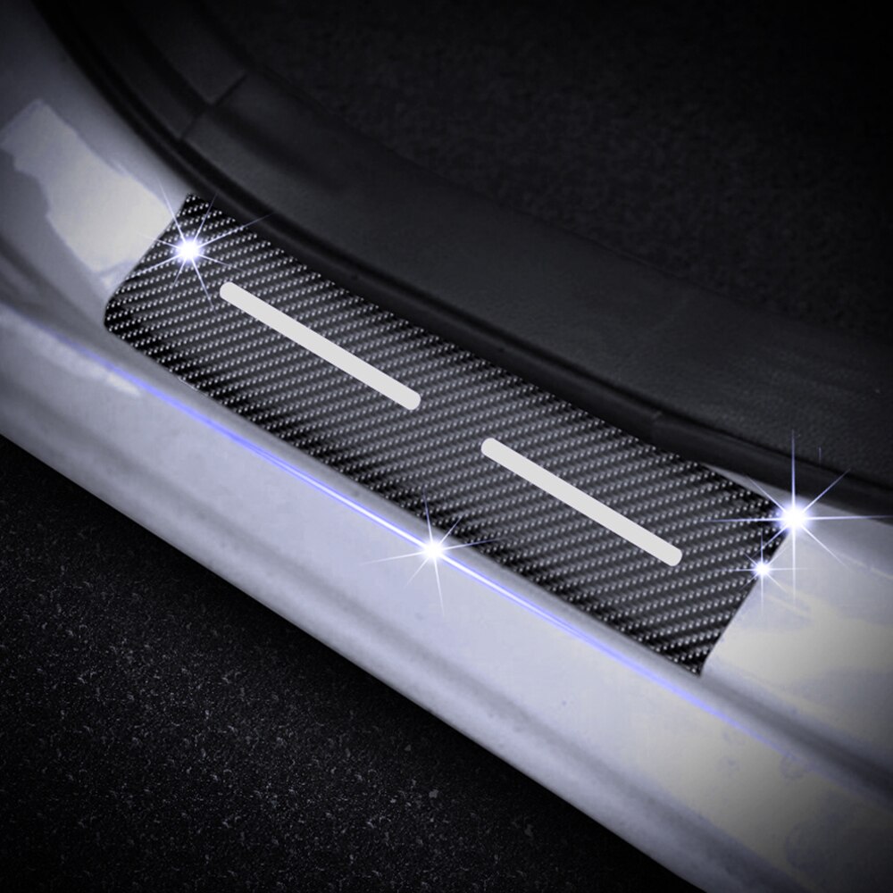 For Peugeot 307 206 308 407 207 208 3008 508 306 301 5008 Door Sill Scuff Plate Carbon Fiber Vinyl Stickers Auto Part 4Pcs