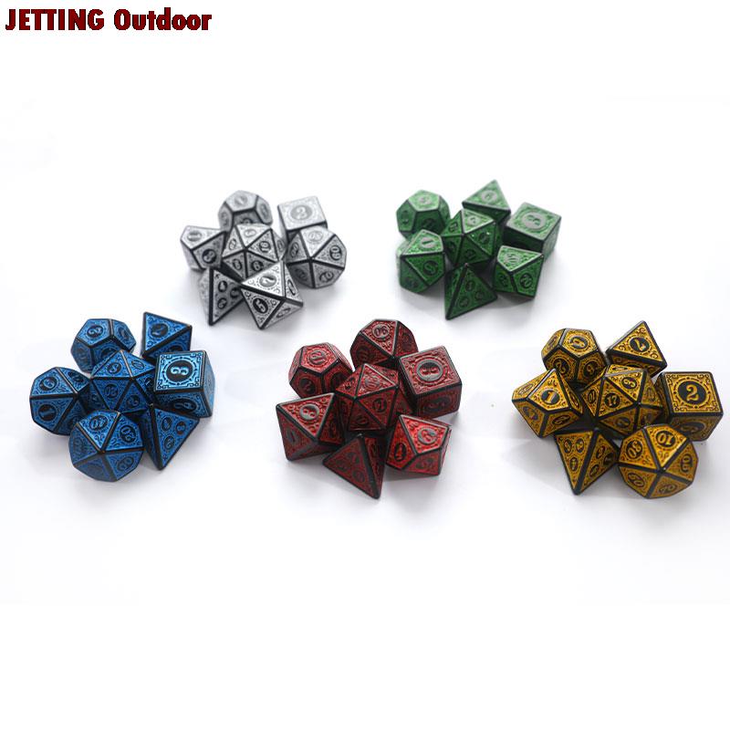 7 pz/set poliedrico 7-Die intagliato modello dadi Set D4 D6 D8 D10 D % D12 D20 per RPG DND forniture di gioco