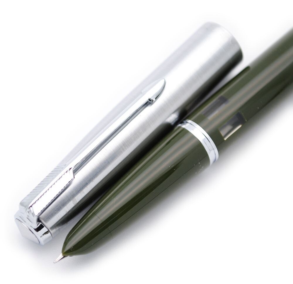 Yongsheng 601 Steel Cap Vacumatic Fountain Pen Fine Nib 0.5mm Popular Ink pen School Business Office Writing Pen: army green