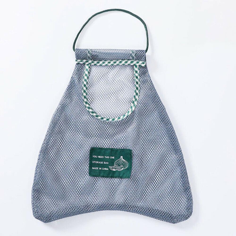 Sac de rangement suspendu pour légumes, oignons, pommes de terre, sac en maille respirant creux, sac de rangement en maille pour ail et gingembre: Gris