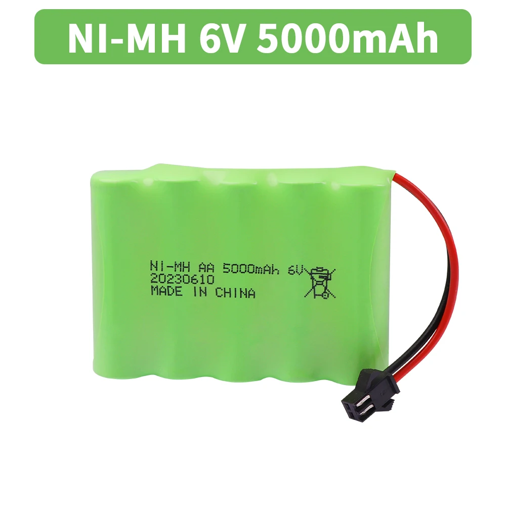 6V 5000mAh NiMH-Akku mit USB-Ladegerät für Rc-Spielzeug, Autos, Tankwagen, Roboter, Waffen, Boote, AA Ni-MH, 6V-Akku: Lila