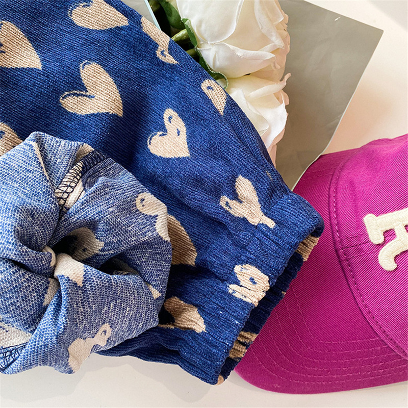 Meisjes Lente Herfst Liefde Print Corduroy Broek 1-8 Jaar Mode Losse Alle-Wedstrijd Casual Broek