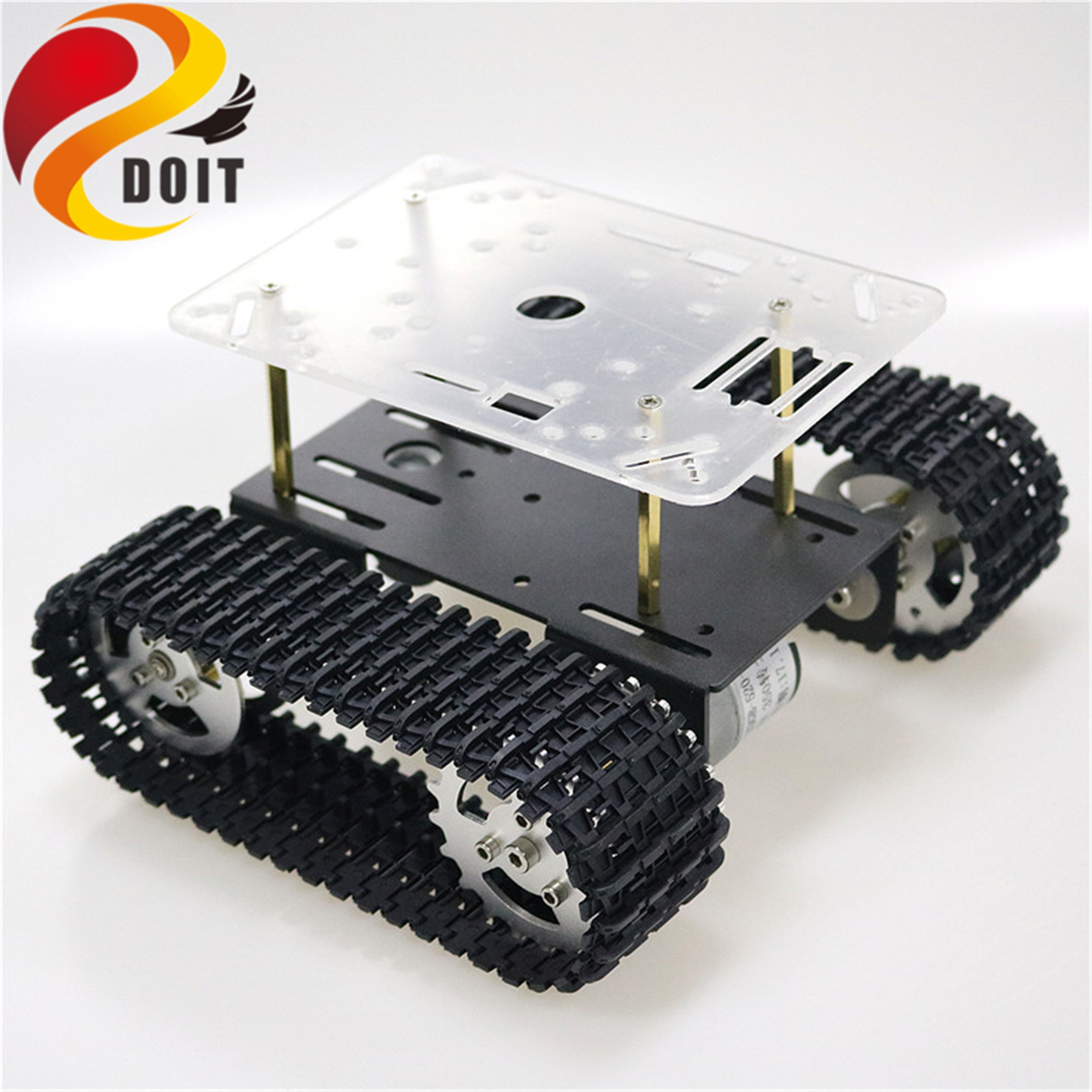 SZDOIT T101 Metal Smart Robot Tank Chassis Kit Tracked Crawler Robotic Platform Unassembled DIY For Arduino Free Acrylic Panel