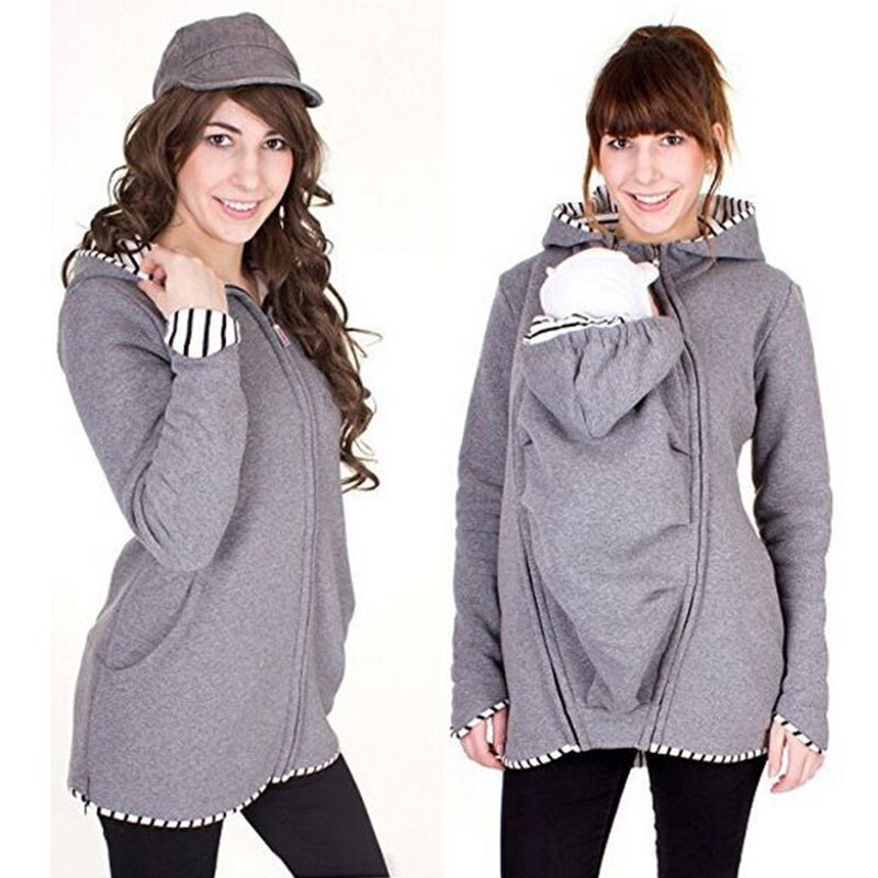 Keelorn manteaux de maternité veste d'hiver pour femmes enceintes vêtements de plein air à manches longues solide apporter enfants tenues vêtements vestes: AZ1879-Gray / XXL