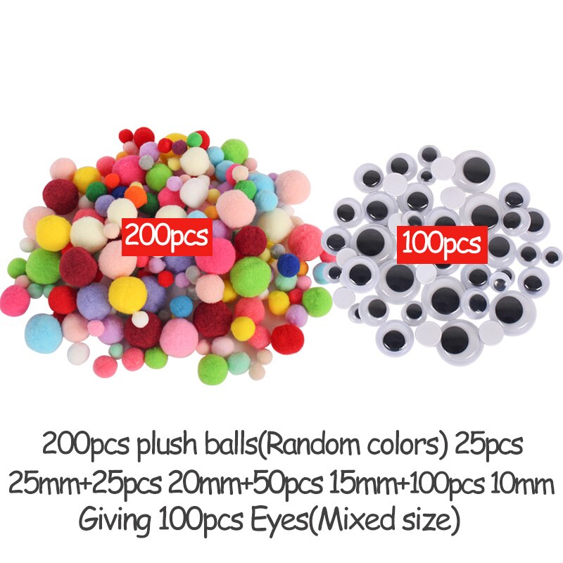Pomponer / chenille wire / googly øjne diy håndlavede børn legetøj hjem fest indretning gratis  m0205: Stil 1