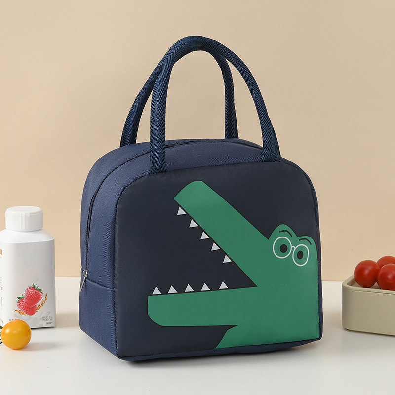 Cartoon Lunch Bag Portable Cute Pet Lunch Bag Oxford Cloth Thickened Insulation Bag Fresh Handheld Ice Pack Lunch Box Bag: PURPLE