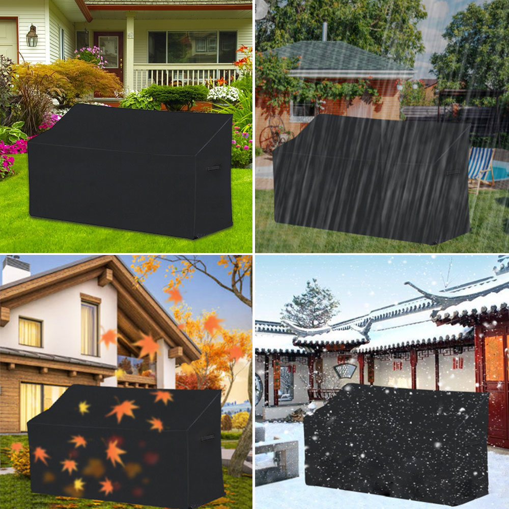 2-Seater Garden Bench Protective Cover Outdoor Waterproof Windproof UV Resistant Couch Furniture Sofa Cover with Side Tie Straps
