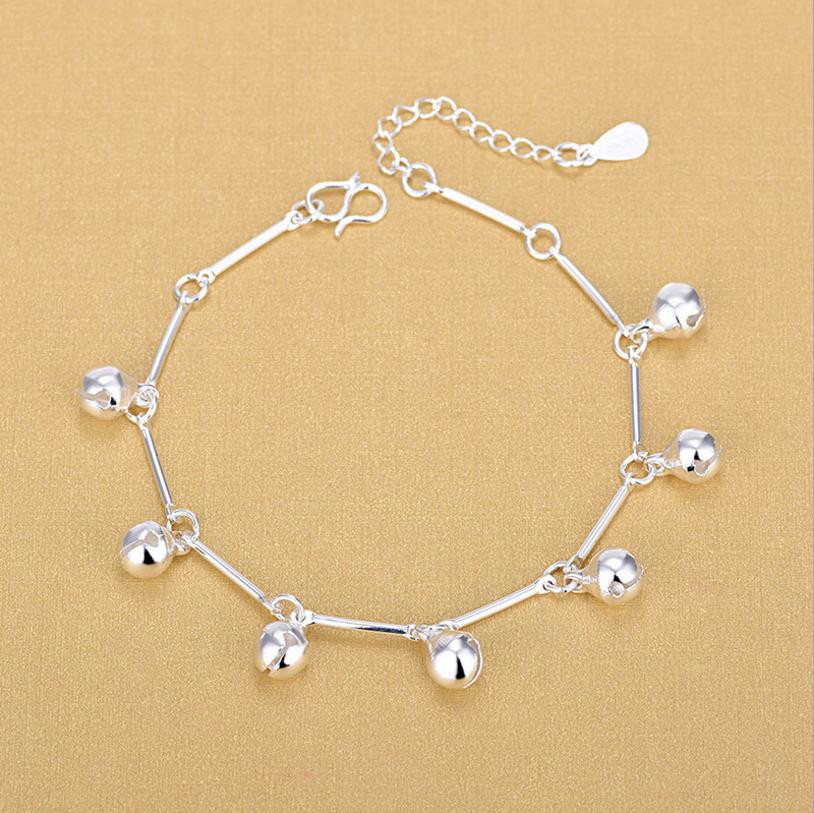 Top Zilver 925 Enkelbanden Voor Vrouwen Sieraden Mode Bamboe Ketting Bells Meisje Armbanden Lady Party Accessoires Kerstcadeau