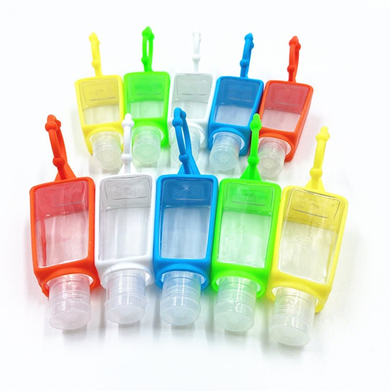 1Pc Mini Hand Sanitizer Sub Bottle 30ml Portable Traveling Refillable Bottle Silicone Protective Cover Storage Bottle Container