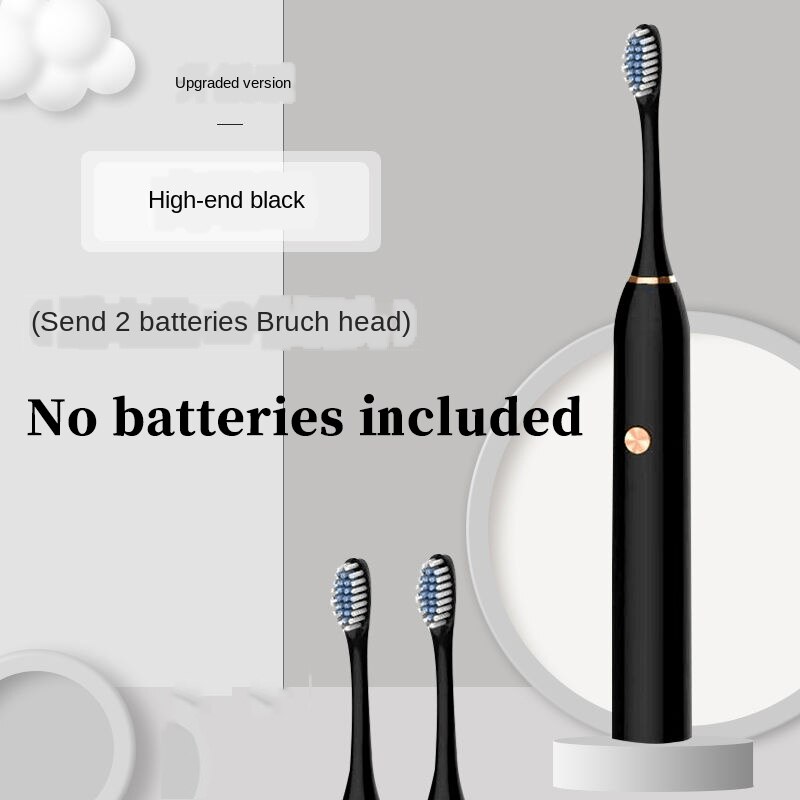 Sonic Electric Toothbrush Adult Timer Brush USB Charger Rechargeable Tooth Brushes Battery model/Replacement Heads Set: upgrade black