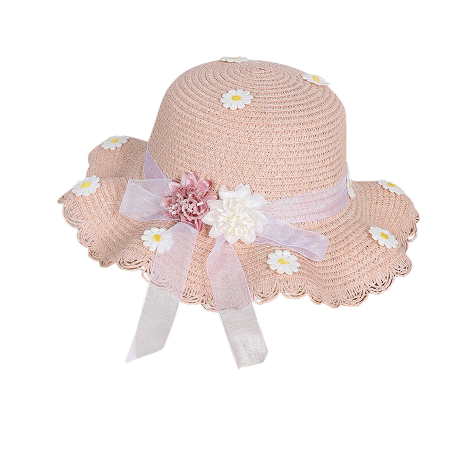 Moda Estiva Bambini Cappello Di Paglia Bambino Bambini Neonata Cappello Traspirante Floreale Bambini Strache Secchio Cappello Ca