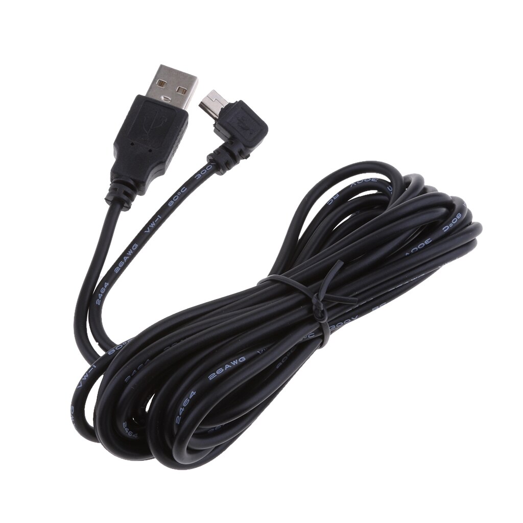 Premium Mini USB Charger Cable 5V 2A 90 Degree Right DVR GPS Charging 3.5m