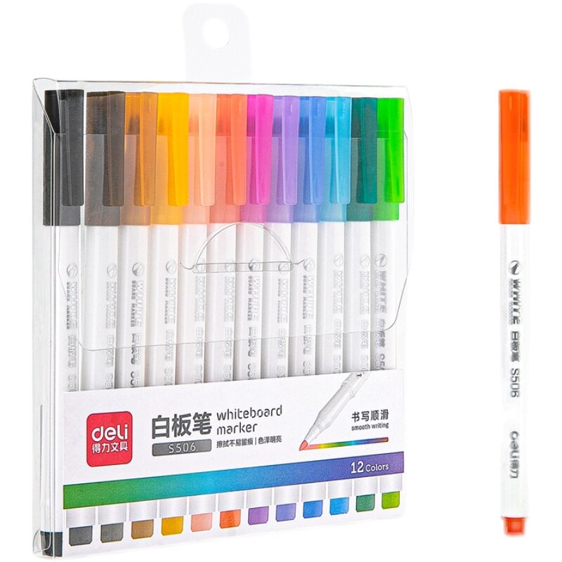 Rotuladores borrables de pizarra blanca para niños, juego de bolígrafos de varios 12 colores para dibujo, oficina, Reunión, profesor de escuela, A6759