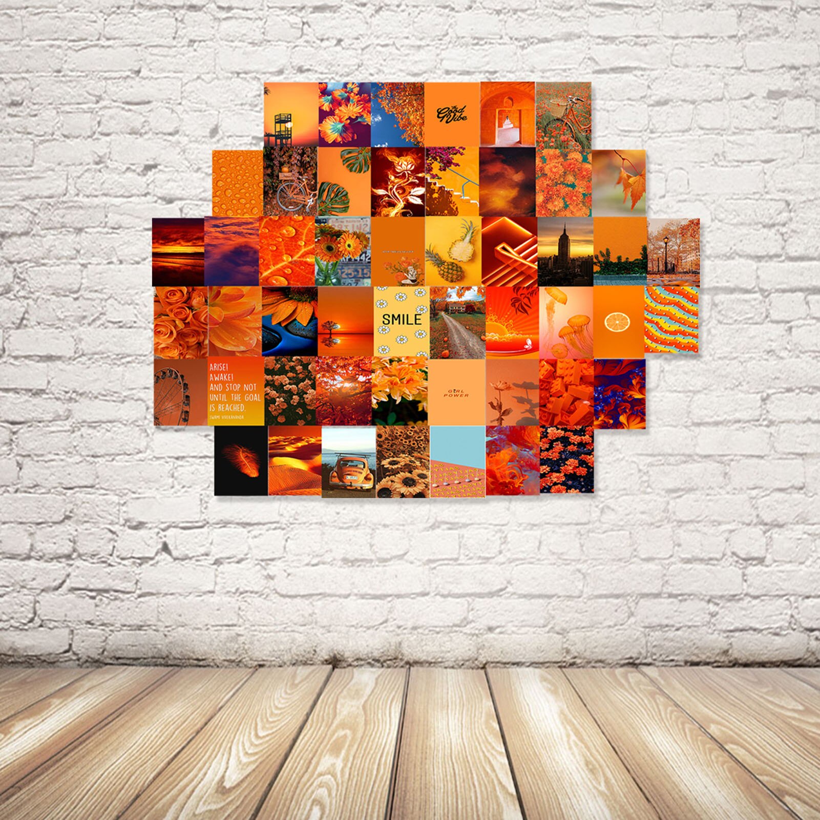 50Pcs Esthetische Postkaart Collage Kit Kamer Wanddecoratie Collage Kit Exqusite Esthetische Posters Diy Slaapkamer Decor-Oranje