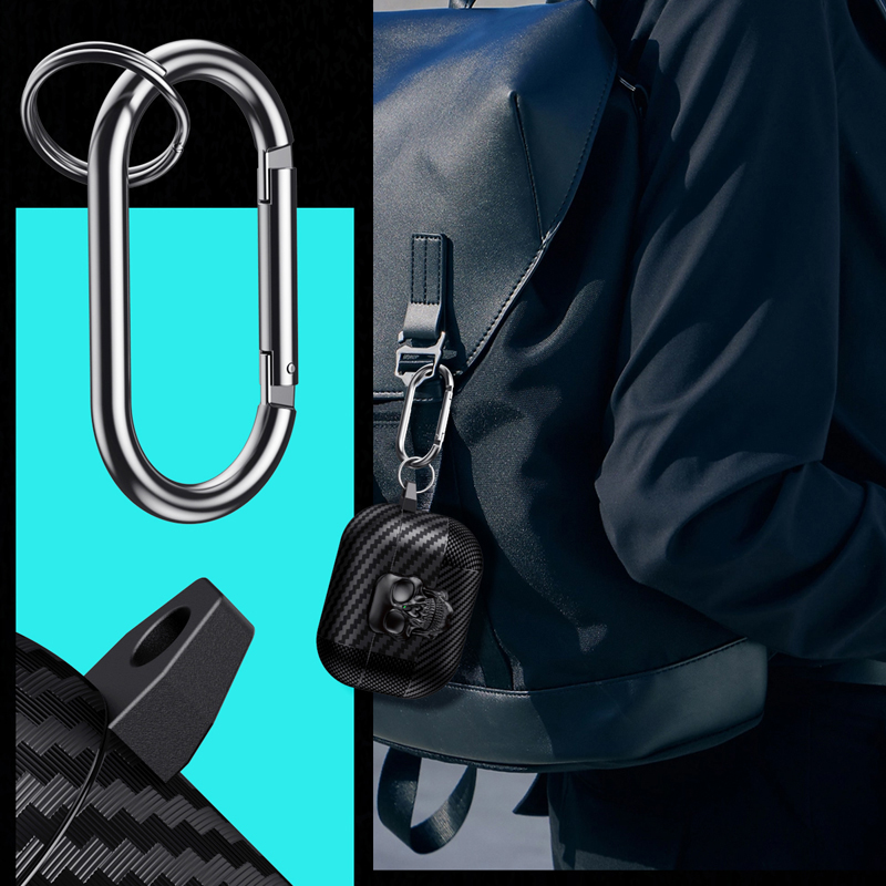 Pak Thug Skull Series Hoofdtelefoonhoes voor Airpods 4 Magnetische hoofdtelefoonhoes voor Airpods Pro 2 3 2 1 Koolstofvezelhoes met haak