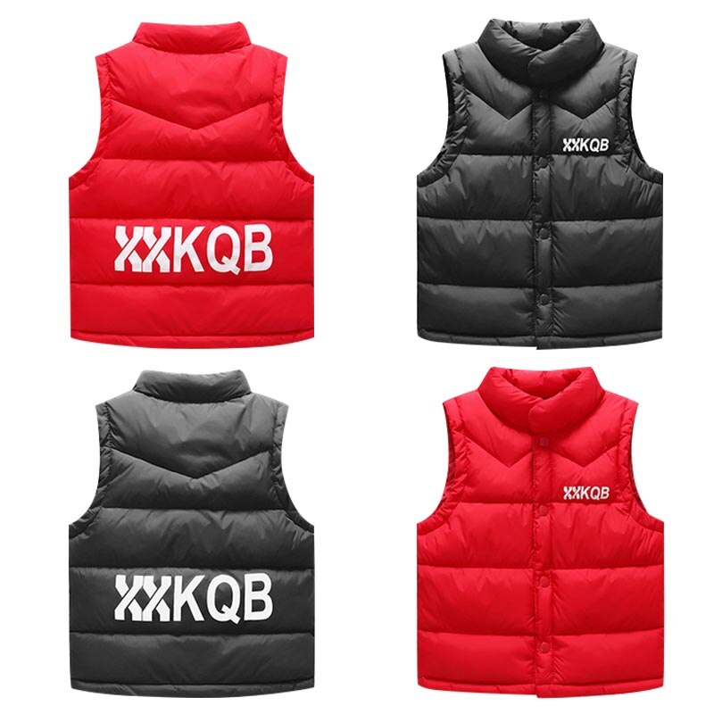 Children Warm Waistcoat Boys Letter Vest Girls Zipper Vest Kids Stand Collar Vest Kids Down Cotton Vest Kids Casual Cotton Vest