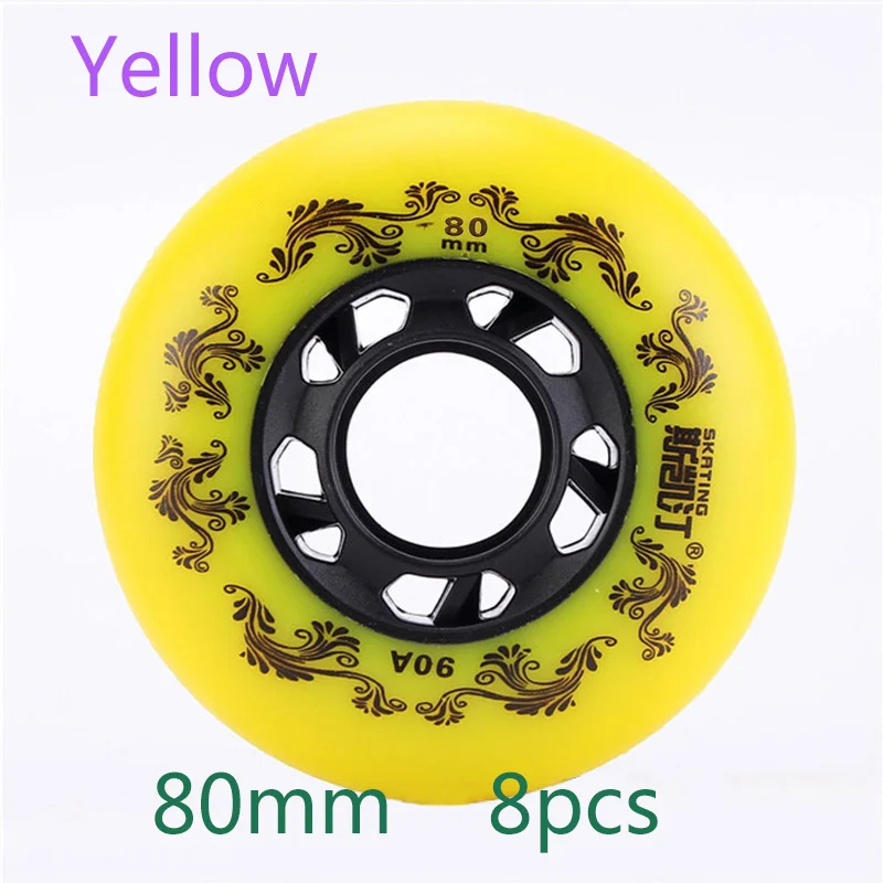 8 Pcs Terwijl/Geel Inline Rolschaats Wiel 90A Freestyle Scroll Duurzaam Wielen 72 76 80 Mm Roller Skate wielen Voor Roller Skate: Rood