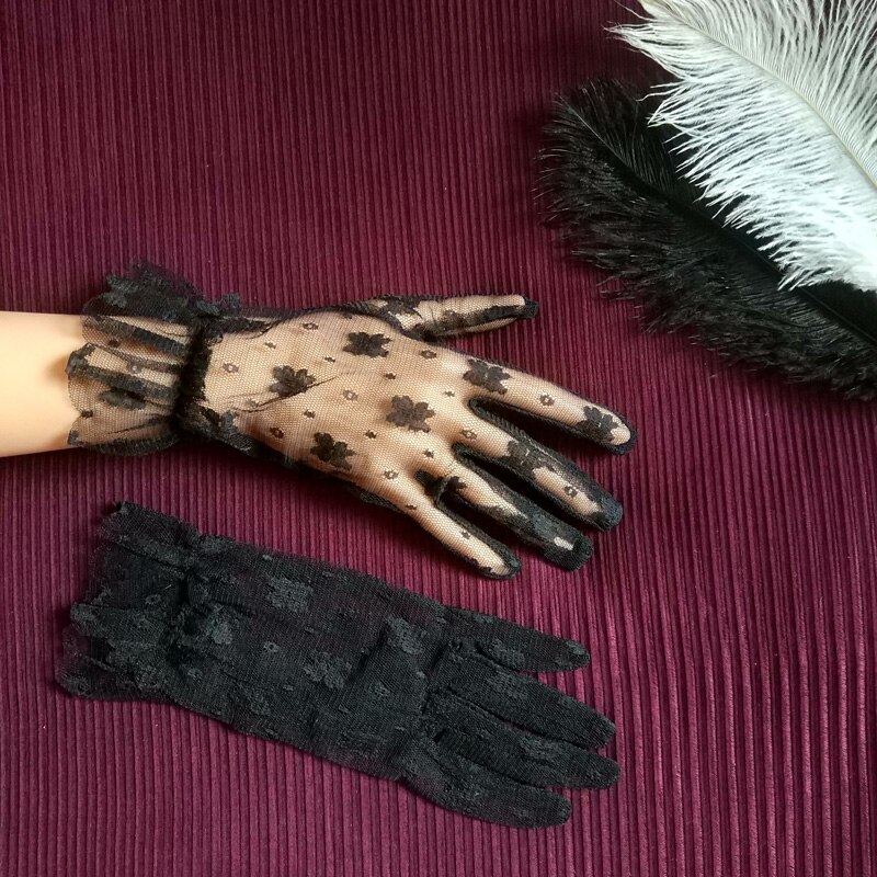 Guantes de encaje Lolita de estilo japonés, accesorios de manga Lolita, guantes blancos de encaje oscuro gótico para novia