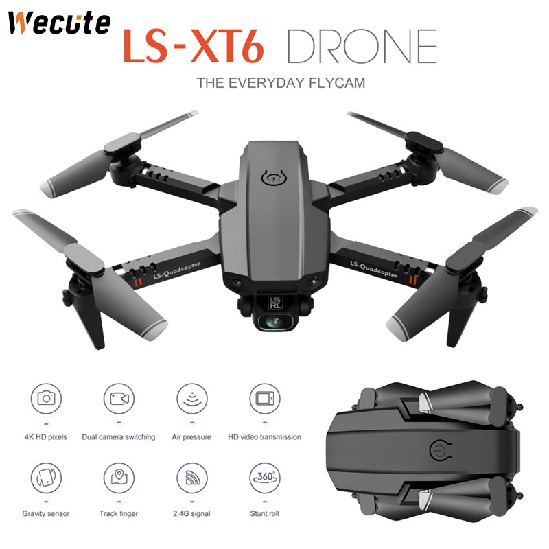 Wecute Xt6 Drone Dual Lens 4k High Definition Aerial Photography Optical Flow Folding Height Remote Control Aircraft Camera Toy